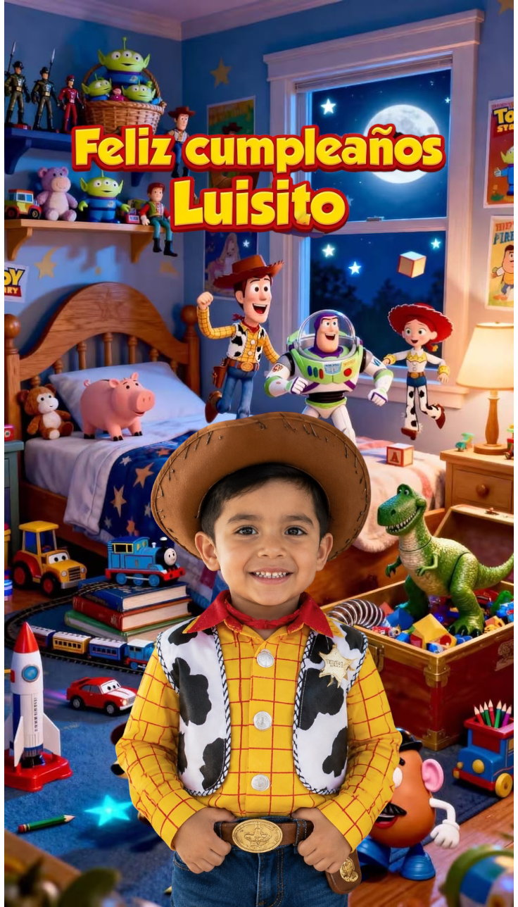 Luisito vestido de Woody